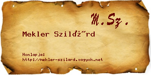 Mekler Szilárd névjegykártya